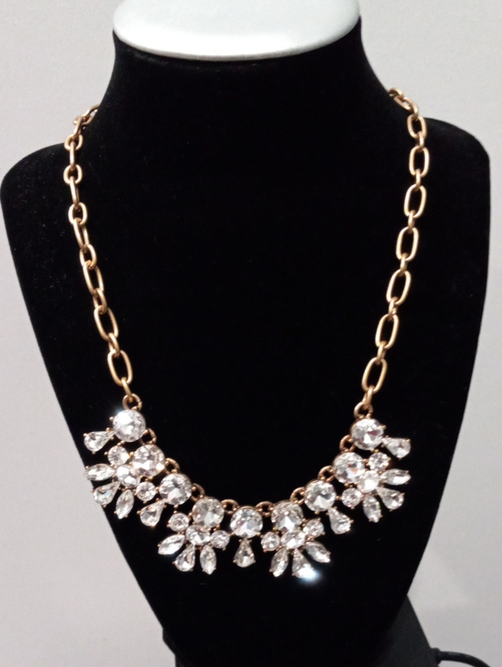 J. Crew Gold-Tone Floral Crystal Bib Necklace